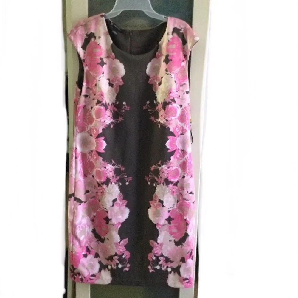NWT Inc XL bodycon dress pink floral midi
